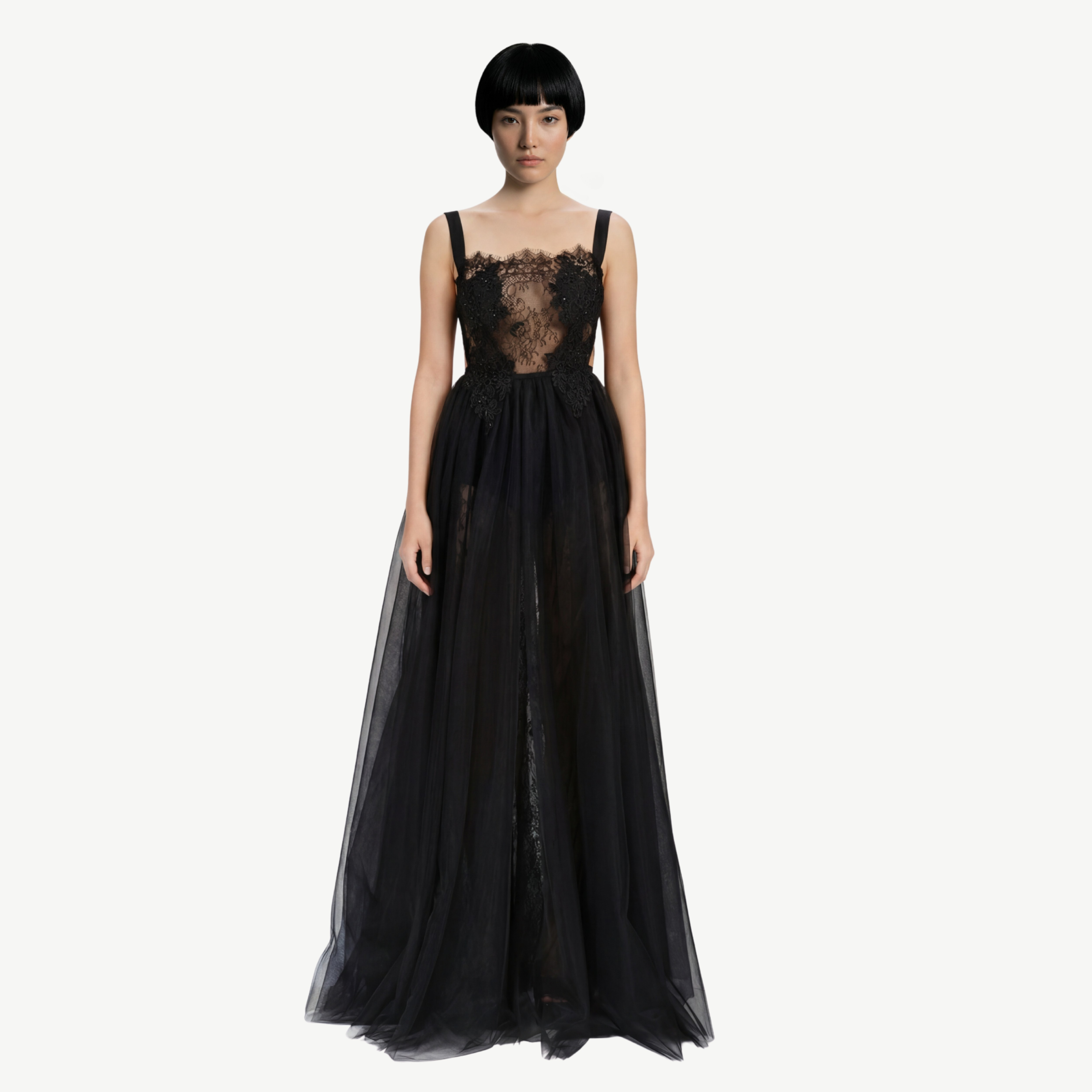 Deconstructed Lace and Tulle Overall Dress Lia Aram Deconstructed Lace and Tulle Overall Dress Lia Aram