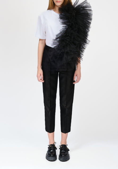 Regular Tee With Asymmetric Tulle Panel