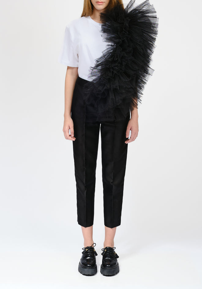 Regular Tee With Asymmetric Tulle Panel