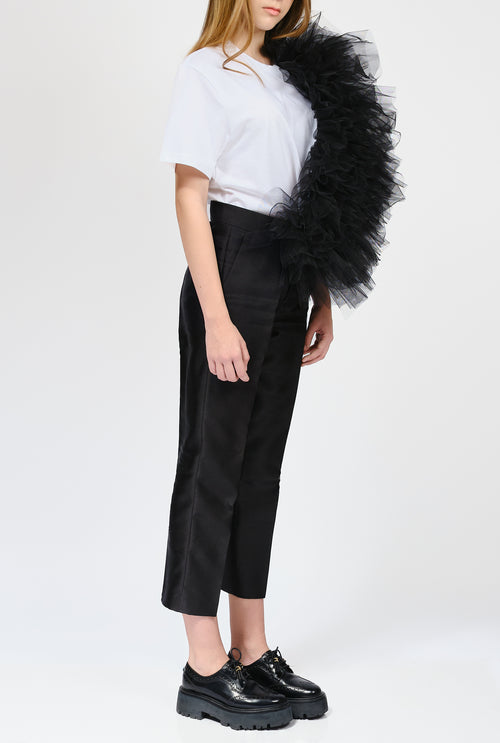 Regular Tee With Asymmetric Tulle Panel