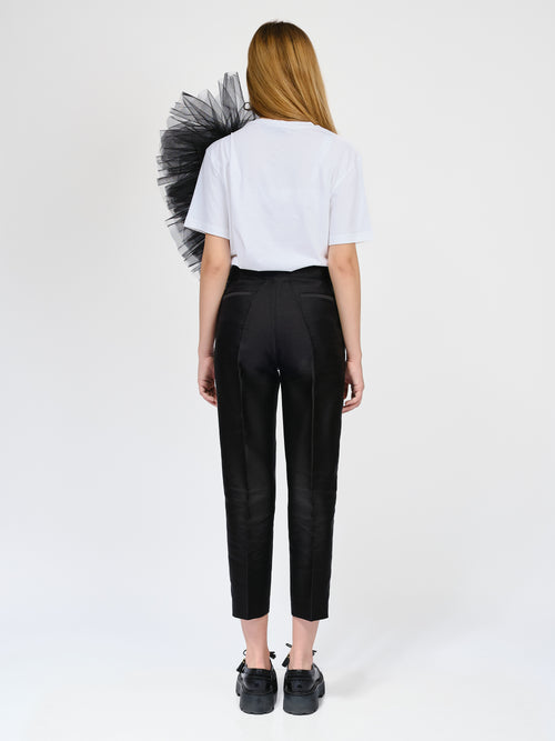 Regular Tee With Asymmetric Tulle Panel