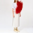 Regular Tee With Asymmetric Tulle Panel In Red