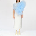 Regular Tee With Asymmetric Tulle Panel In Blue