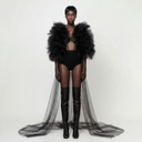 Black Tulle Construction Cape