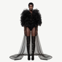 Black Tulle Construction Cape