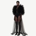 Black Tulle Construction Cape