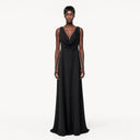 Black Draped Train Dress