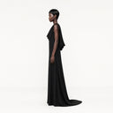 Black Draped Train Dress