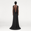 Black Draped Train Dress