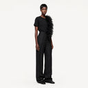 Tulle Panel Cotton Tee In Black