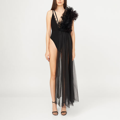 Lace Deconstructed Ruffled Bodysuit