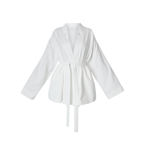 Fluid Cotton-Blend  Wrap Blazer