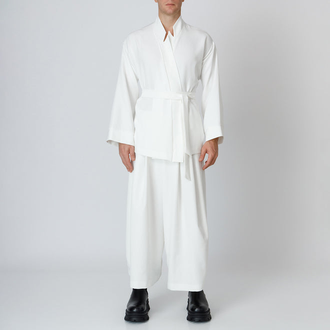 Fluid Cotton-Blend  Wrap Blazer