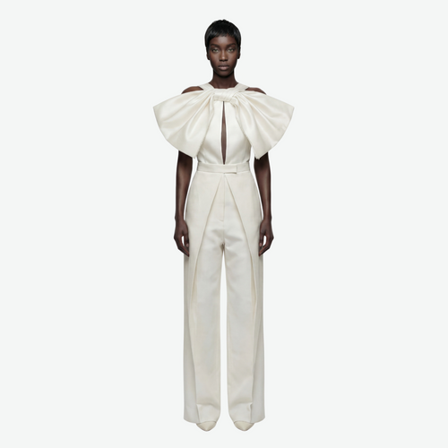 Structured Bodysuit in Taffeta with Oversized Bow