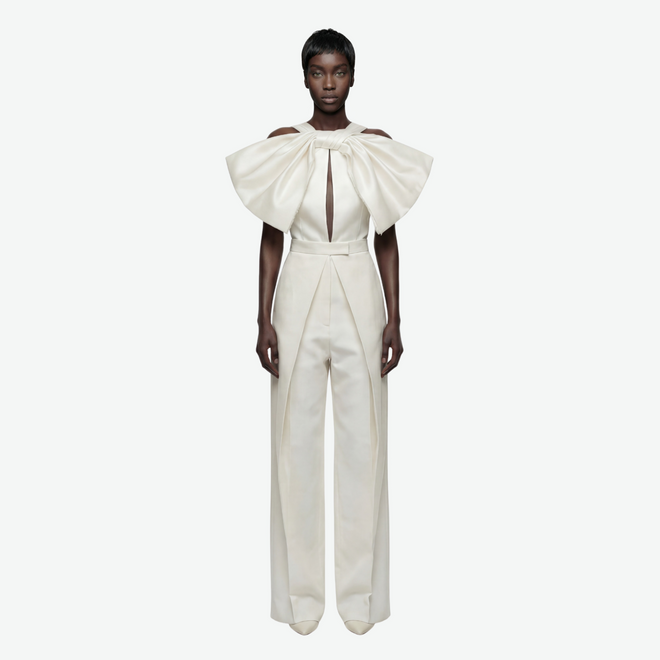 Structured Bodysuit in Taffeta with Oversized Bow