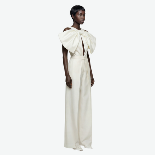 Structured Bodysuit in Taffeta with Oversized Bow