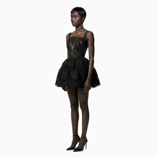 Mini Dress in Embroidered Lace