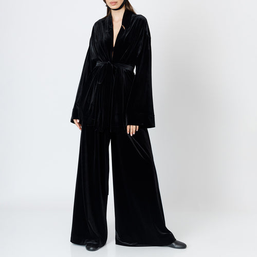 Signature Wrap-Around Velvet Cropped Trousers