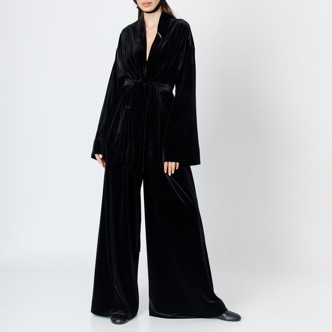 Signature Wrap-Around Velvet Cropped Trousers