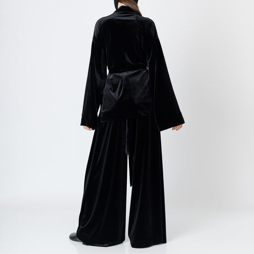 Signature Wrap-Around Velvet Cropped Trousers