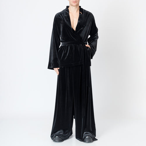 Signature Wrap-Around Velvet Cropped Trousers