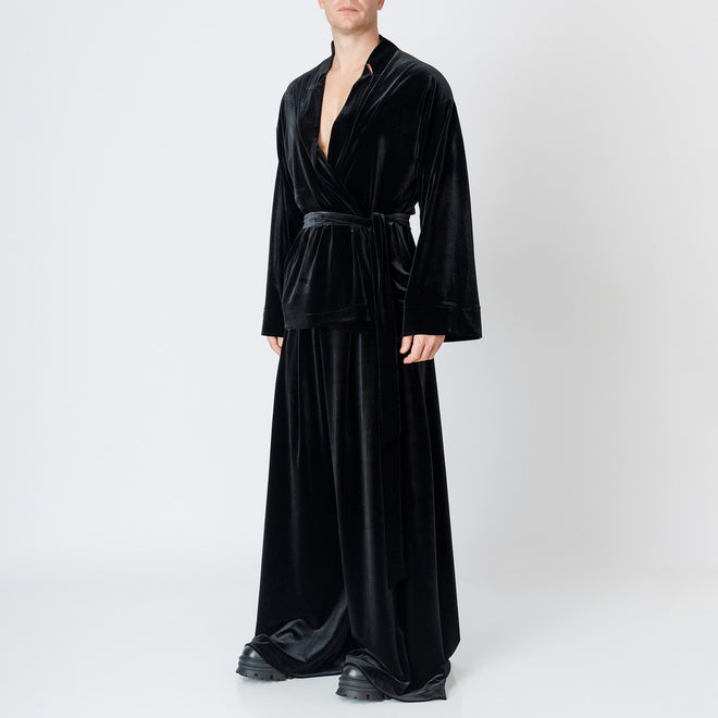 Signature Wrap-Around Velvet Cropped Trousers