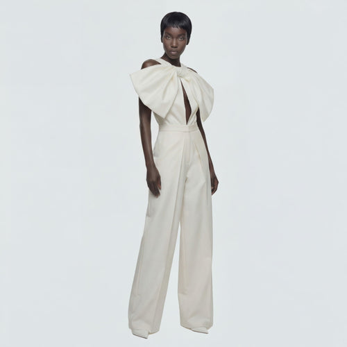 Structured Bodysuit in Taffeta with Oversized Bow