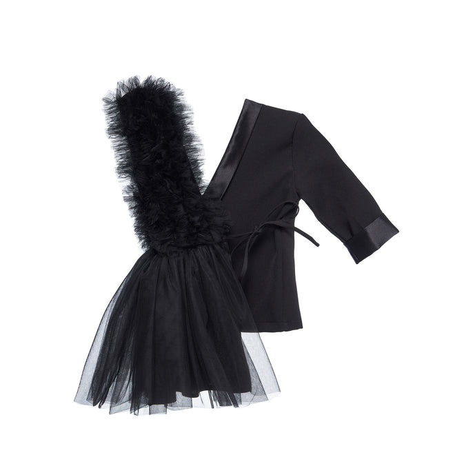 Assymetrical Midi Blazer Dress in Black