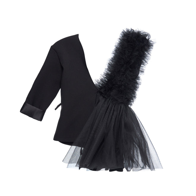 Assymetrical Midi Blazer Dress in Black