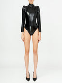 Turtleneck Faux-Leather Bodysuit
