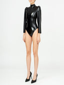 Turtleneck Faux-Leather Bodysuit
