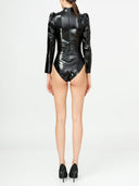 Turtleneck Faux-Leather Bodysuit