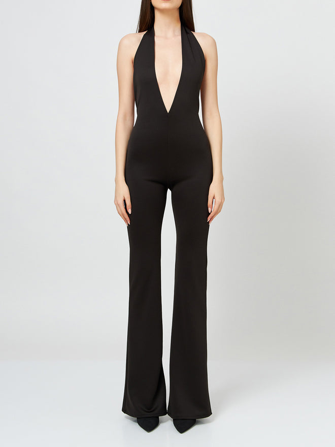 Halterneck Flared Jumpsuit