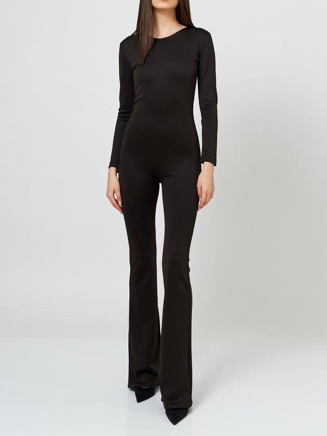 Long-sleeved flared jumpsuit