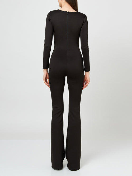 Long-sleeved flared jumpsuit