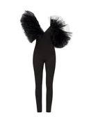 Asymmetric Tulle Ruffle Jumpsuit