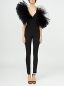 Asymmetric Tulle Ruffle Jumpsuit