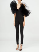 Asymmetric Tulle Ruffle Jumpsuit
