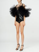 Signature Tulle trimmed Symmetrycal Bodysuit