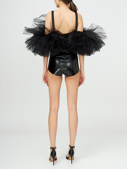 Signature Tulle trimmed Symmetrycal Bodysuit