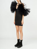 Asymmetric Tulle Ruffle Mini Dress