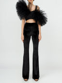 Asymmetric Tulle Ruffle Top