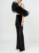 Asymmetric Tulle Ruffle Top