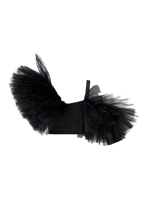 Asymmetric Tulle Ruffle Top