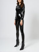 Long-sleeved latex jumpsuit